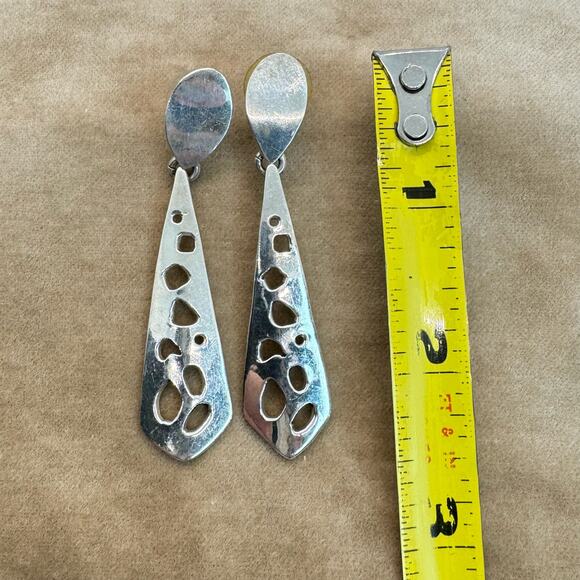 Sterling Silver 925 Dangle Pendant Drop Earrings Post Back Pierced Ears - Picture 6 of 6